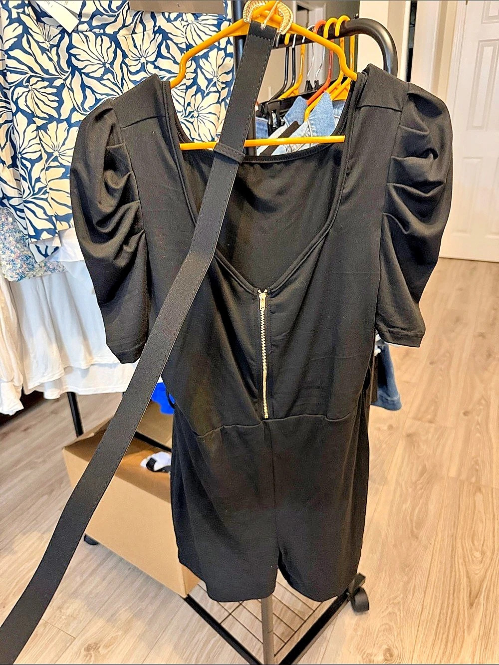 SHEIN Black Puff Sleeve Romper XL New